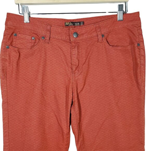 Prana Kayla Jeans Women's 10/30 Orange Terra Cotta Ogee Diamond Print AOP - Picture 2 of 8